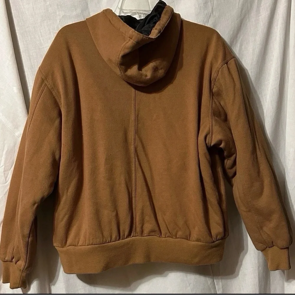 Walls Work Wear Coat Men’s XL Canvas Hooded Jacket Fleece Lined Chore Barn Brown